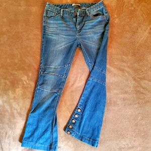 Free People Side Button Flare Jeans Medium Wash Size 29